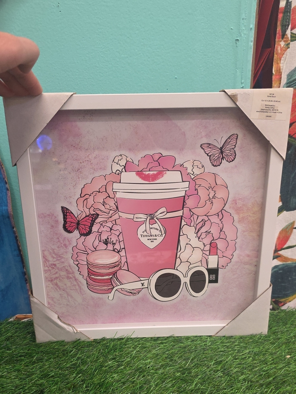 Tiffany & Co. Pink Coffee Cup and Floral Fashion Print